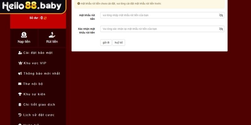 Tiến hành thao tác rút tiền